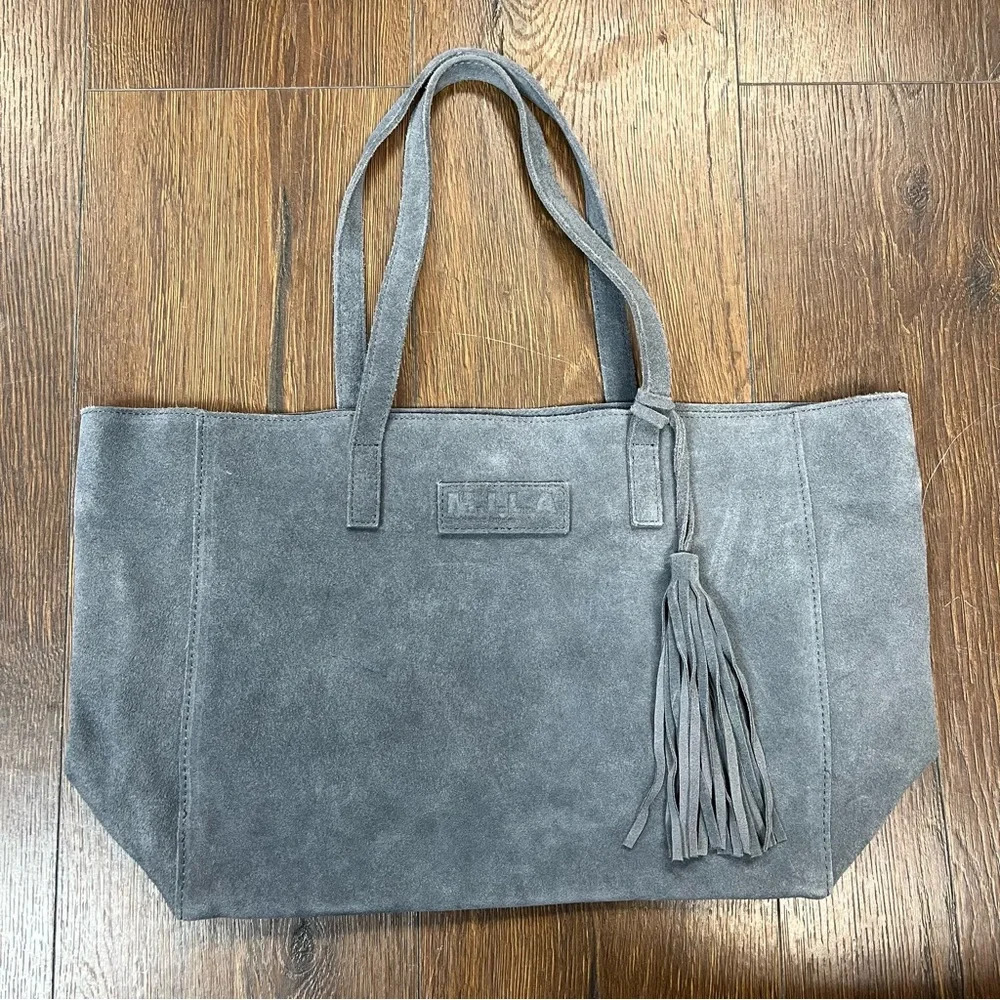 M.I.L.A. made in Los Angeles - gray‎ Suede Tote w/ Tassel
